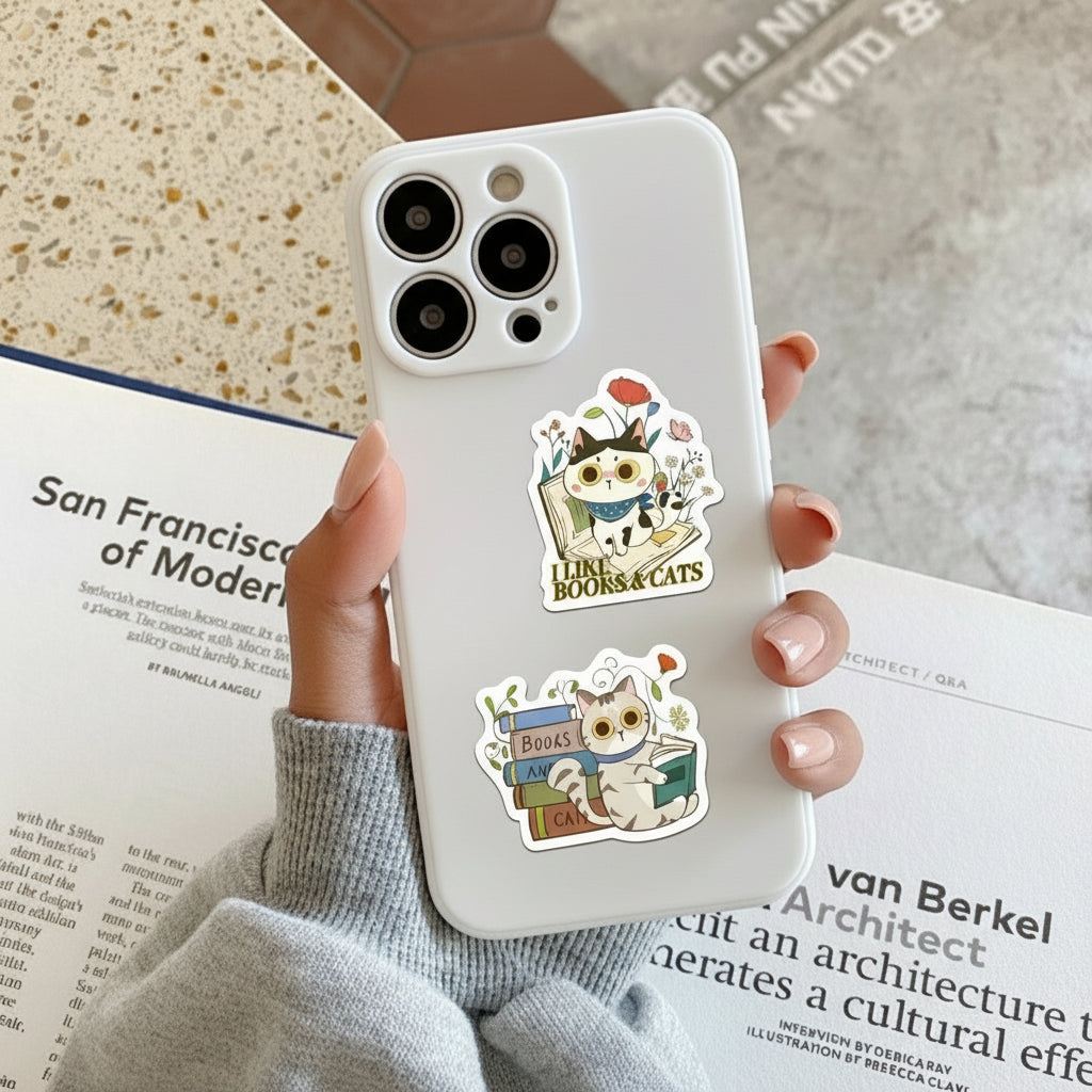 Books & Cats Stickers - 50 pcs 🐱📚