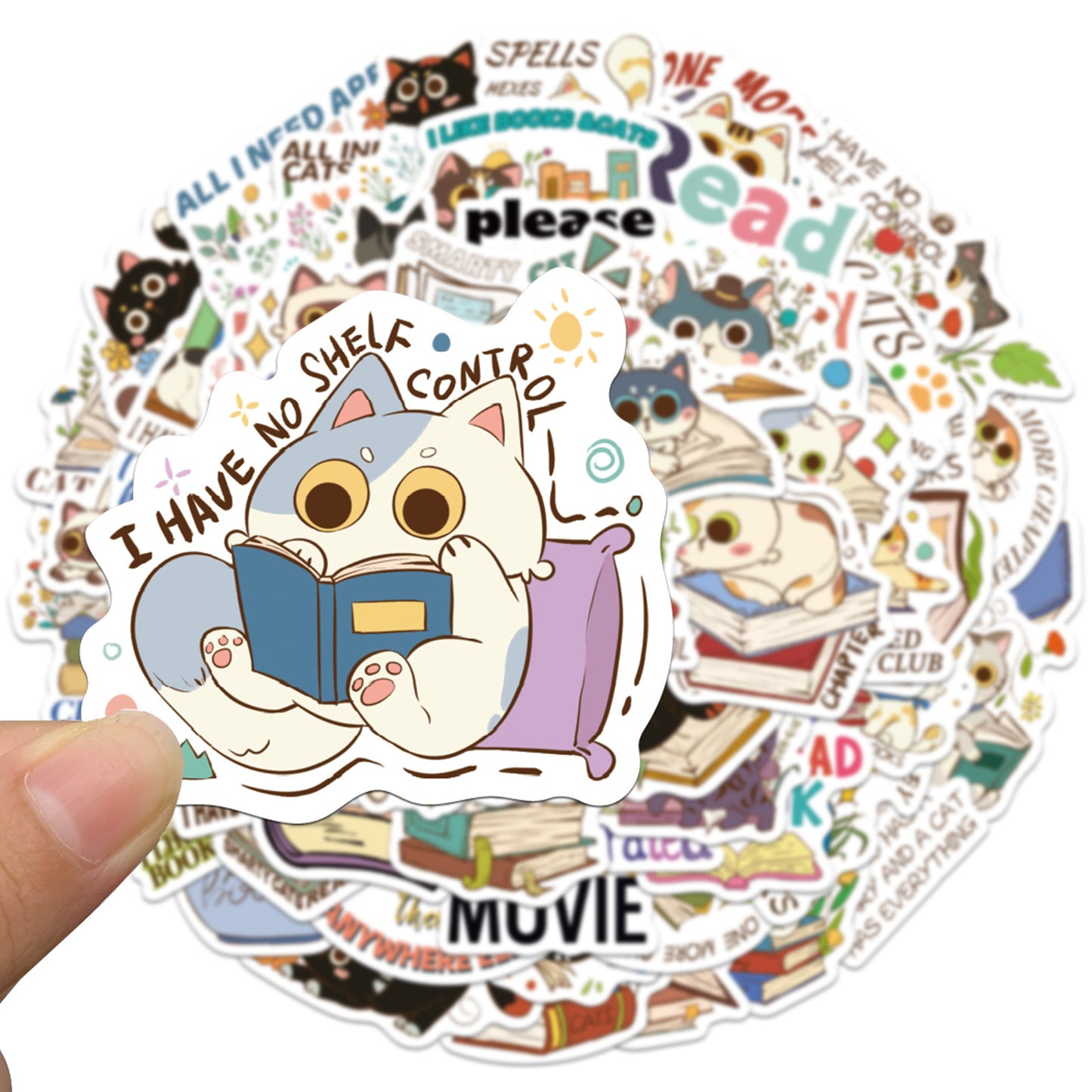 Books & Cats Stickers - 50 pcs 🐱📚